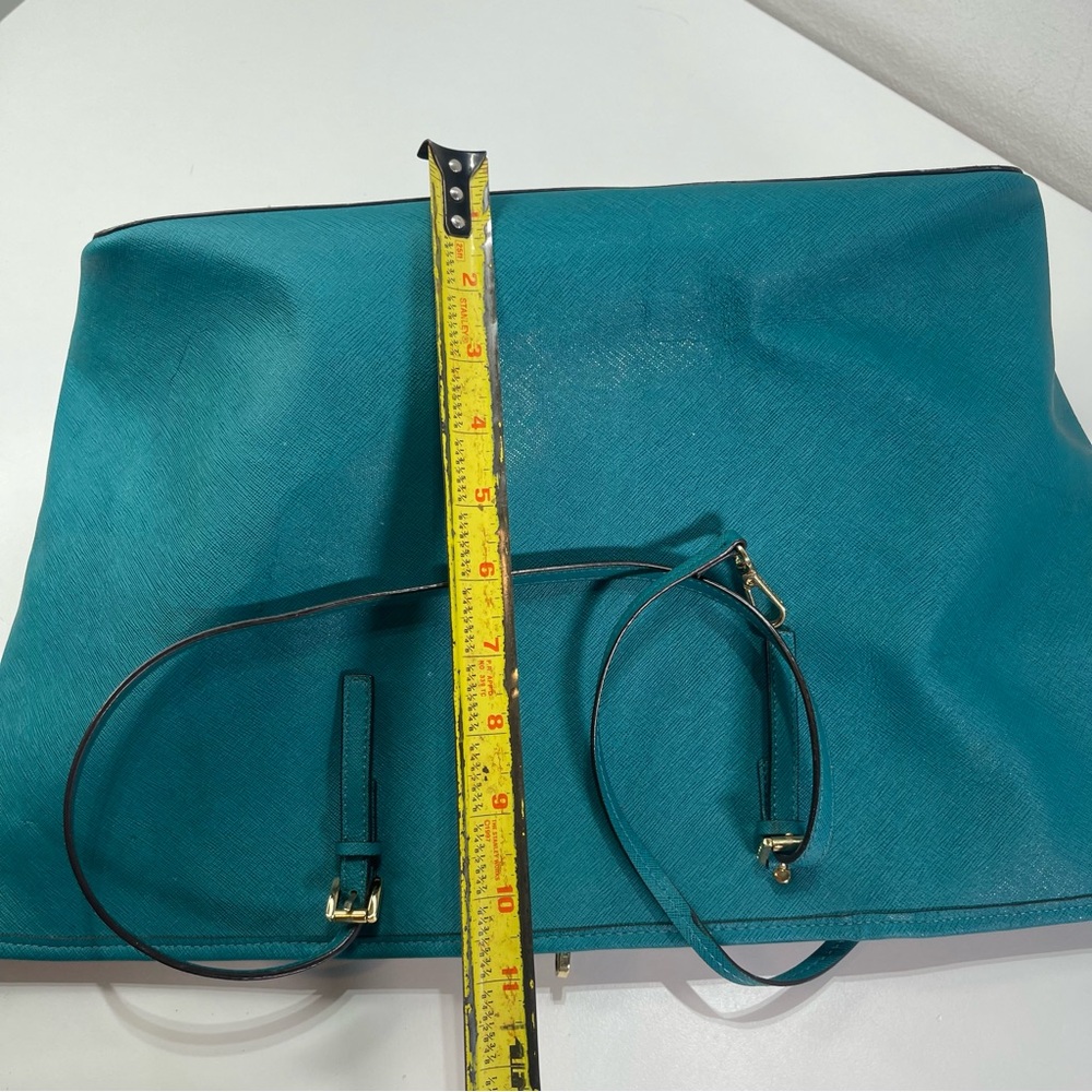 Michael Kors Turquoise Jet Set Travel  Saffiano Leather Large Tote Bag Preppy - Picture 8 of 9